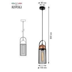 Светильник подвесной (подвес) Rivoli Anemon 5062-201 1 х E27 40 Вт лофт - кантри | Rivoli