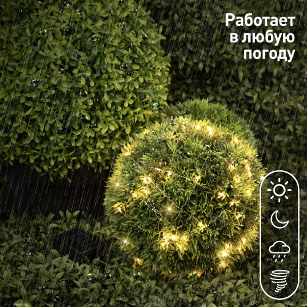 Садовая гирлянда ЭРА ERASF22-18 на солнечной батарее нить теплый свет 21,9 м