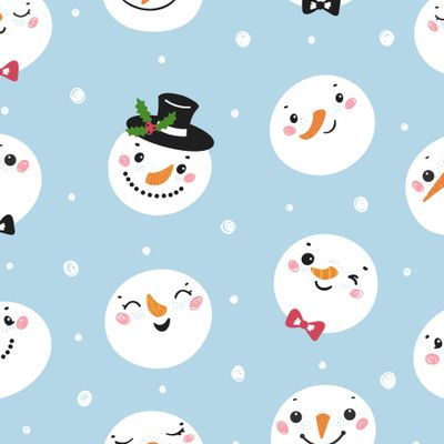 Смешные Снеговики Новогодний Зимний Принт