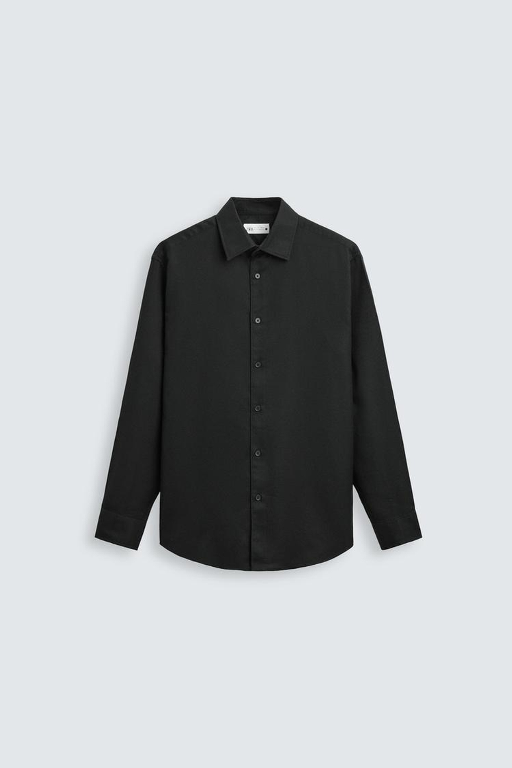 ZARA РУБАШКА ИЗ РЕЛЬЕФНОЙ ТКАНИ EASY CARE, ЧЕРНЫЙ