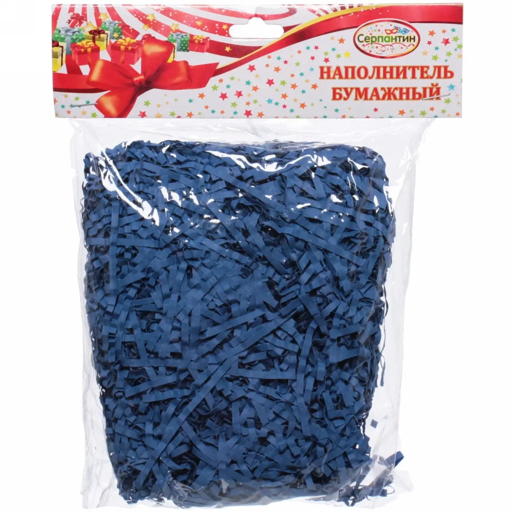 Наполнитель бумажный для подарков «Праздничный вечер» 50г (гофре), синий