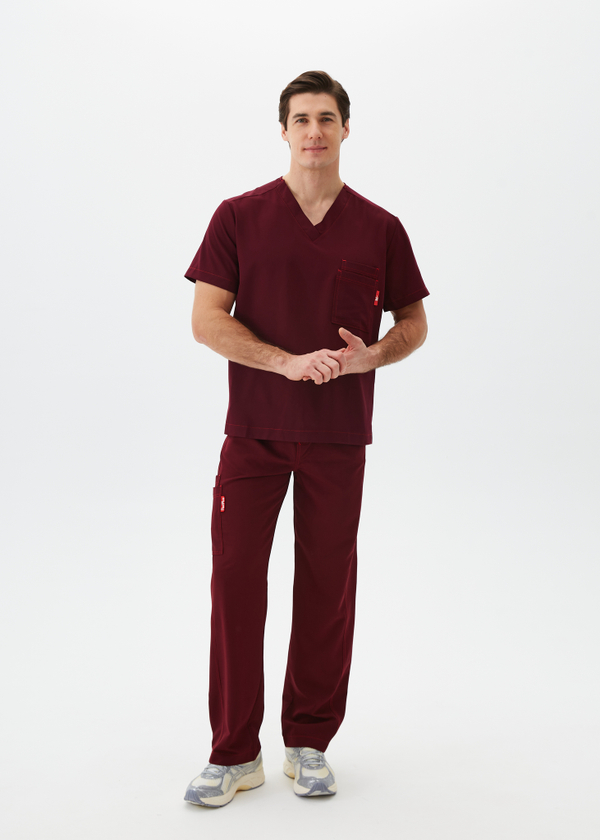 Брюки медицинские мужские Гекай, бордо