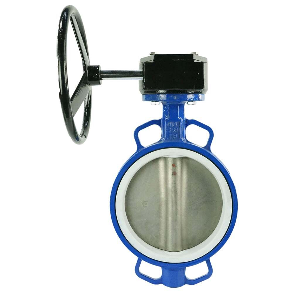 Water Butterfly Valve Elephant WCB-316L-PTFE-RDN, body material - carbon steel WCB, disk material - stainless steel AISI 316L, seal - PTFE, gear operated