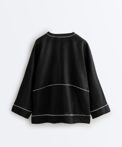 Oysho Рубашка из 100% льна, черный