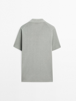 Massimo Dutti Трикотажная футболка с воротником поло, светло-голубой