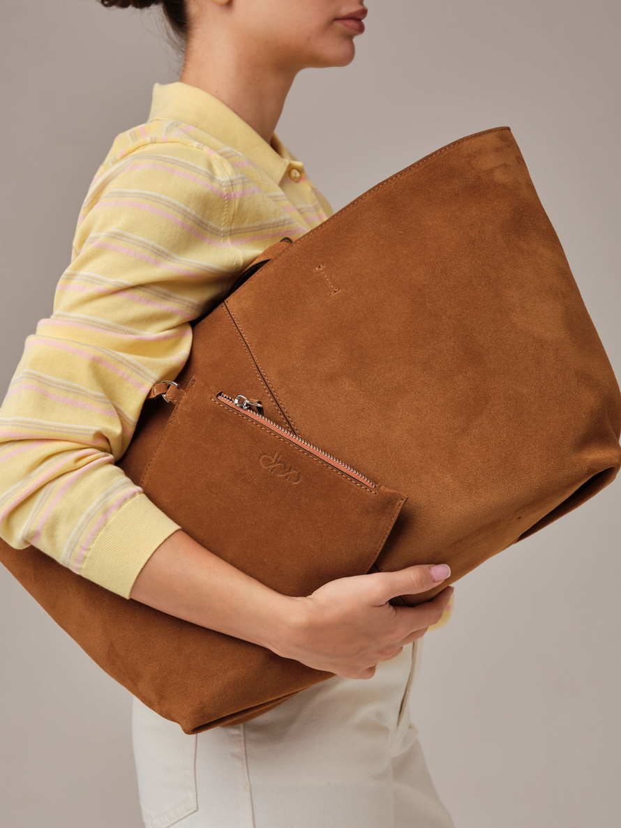 Замшевая сумка шоппер Texas DBR 31390 коричневый лист