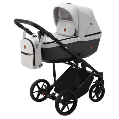 Детская коляска Adamex Amelia 3 в 1 AM266-TIP (СВ.СЕР.ТК.+Т.СЕР. КОЖА)