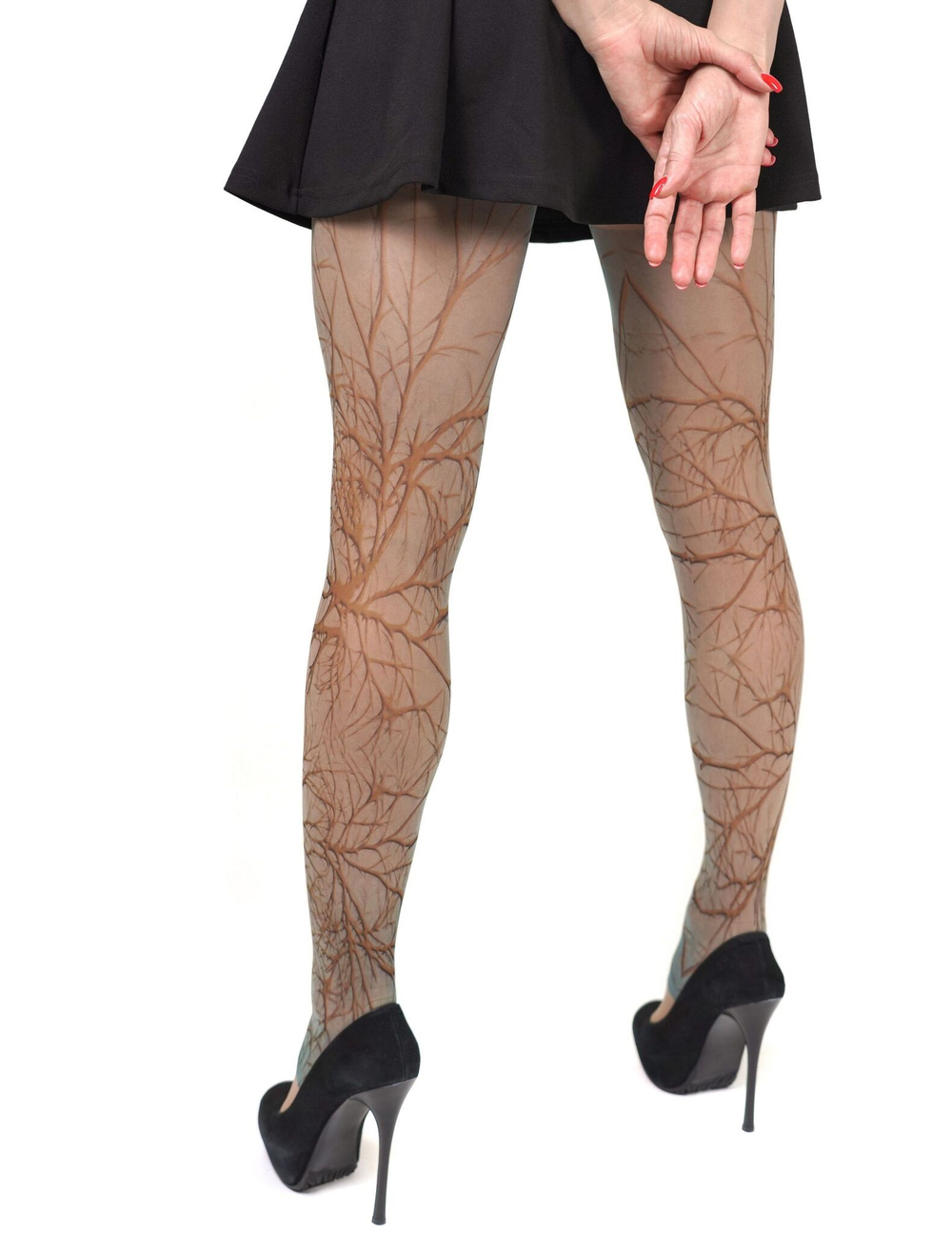 Колготки с принтом в виде ветвей (Размер: S-M-L) (Цвет: бежевый)