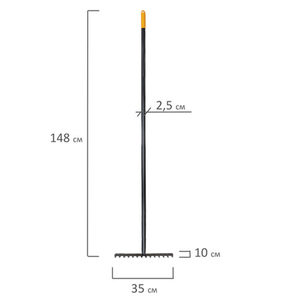 Грабли 14 зубьев цельнометаллические 35х10 см, ОБЩАЯ ДЛИНА 150 см, черенок сталь, RABBITEX (РАББИТЕКС) "LONG HANDLE", 700493