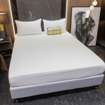 Простыня Страйп Сатин Однотонный Отель белый 100% хлопок на резинке 1x1 RR1CTH03618030