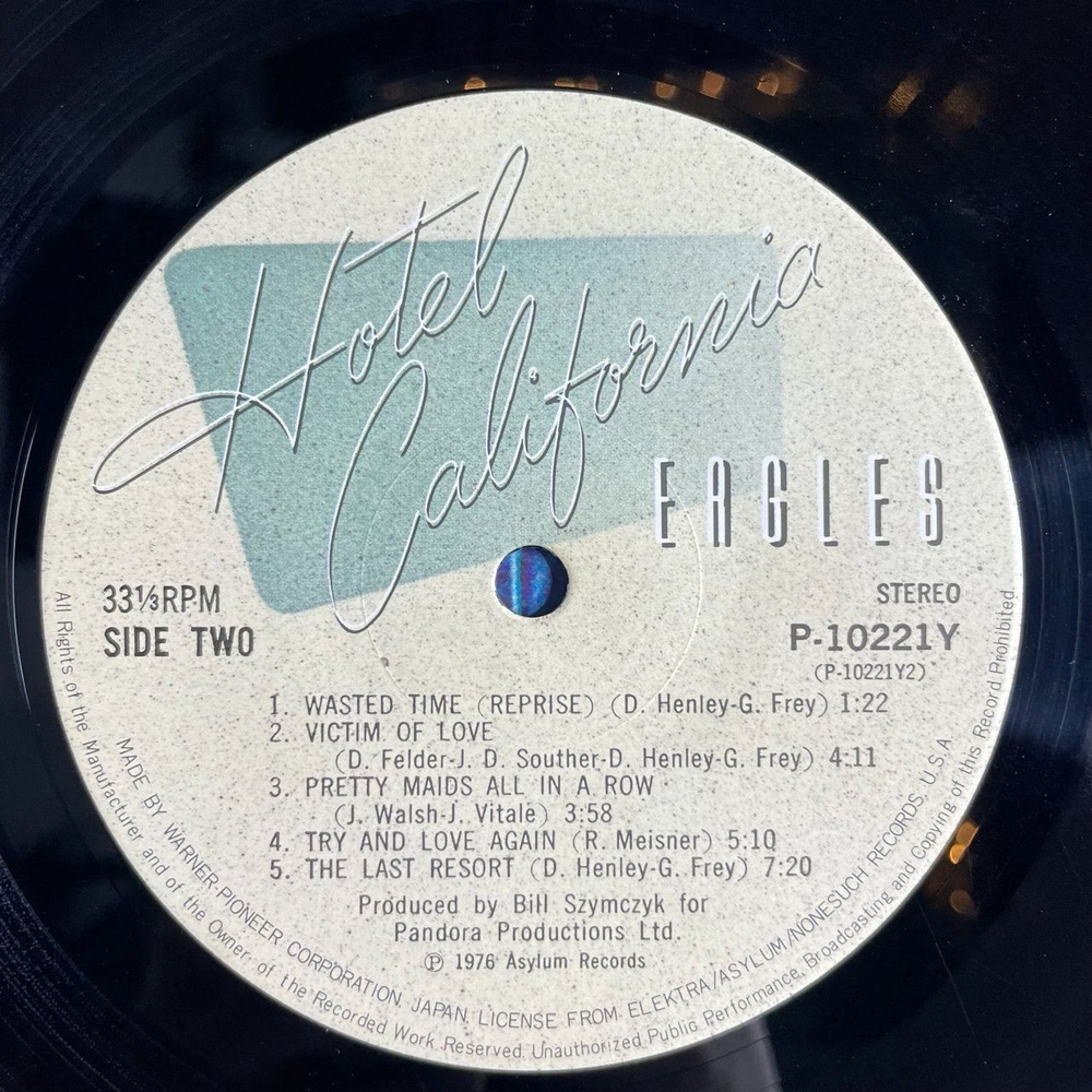 Винтажная виниловая пластинка LP Eagles Hotel California (Japan 1976) (Obi) Asylum Records