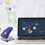 Дырокол металлический BRAUBERG "Style", до 50 листов, ассорти (синий/черный), 221278