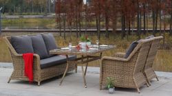 "Гляссе" диван трехместный из искусственного ротанга, цвет соломенный