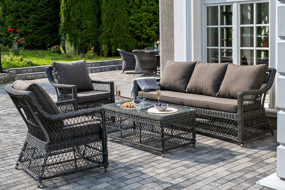 "Гранд Латте" лаунж-зона из искусственного ротанга, цвет графит