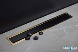 Душевой лоток Pestan Confluo Premium Line 650 Black Glass Gold