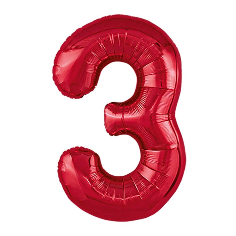 Шар фольгированный Цифра 3 101 см (Красный)