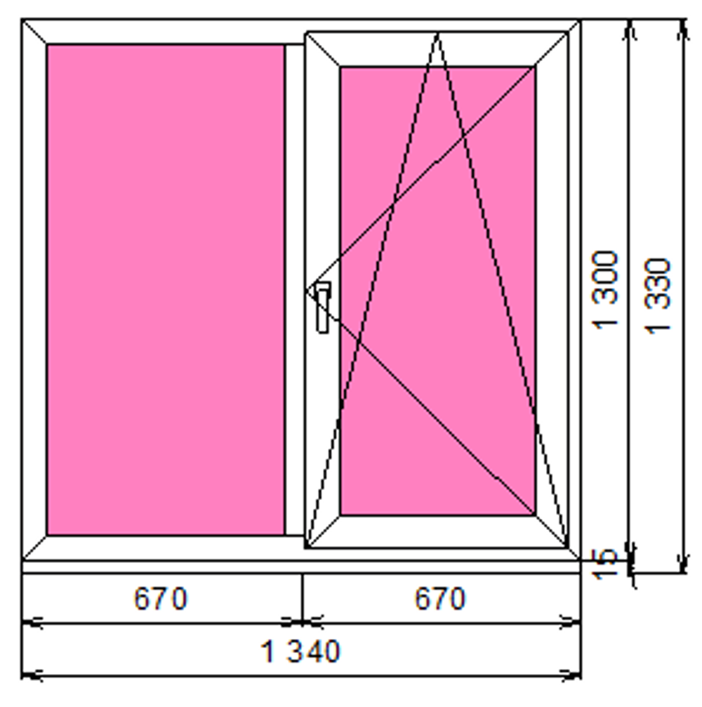 Пластиковое окно 1300 х 1340 ТермА Эко