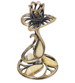 Народные промыслы AM-3273/1 Подсвечник «Кувшинка» (латунь, янтарь)