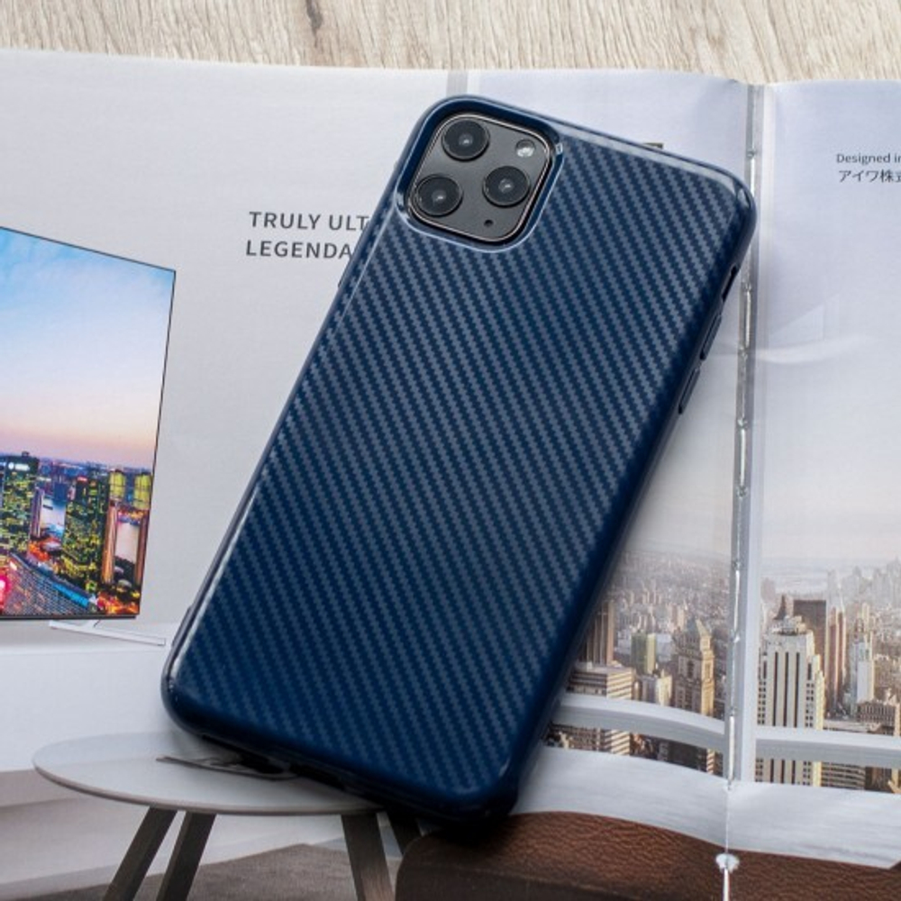 Чехол ТПУ карбон глянцевый для iPhone 11 Pro Max, 011457 Красный