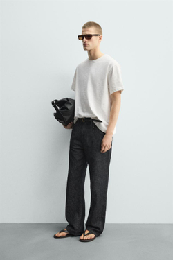 ZARA ФУТБОЛКА RELAXED FIT ИЗ РЕЛЬЕФНОЙ ТКАНИ, БЕЛЫЙ