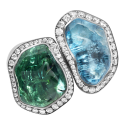 Кольцо с Турмалином, Аквамарином и Бриллиантами, R0030-32/1