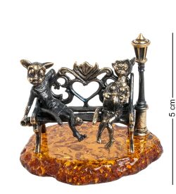 Народные промыслы AM-1052 Фигурка «Коты в ожидании чуда» (латунь, янтарь)