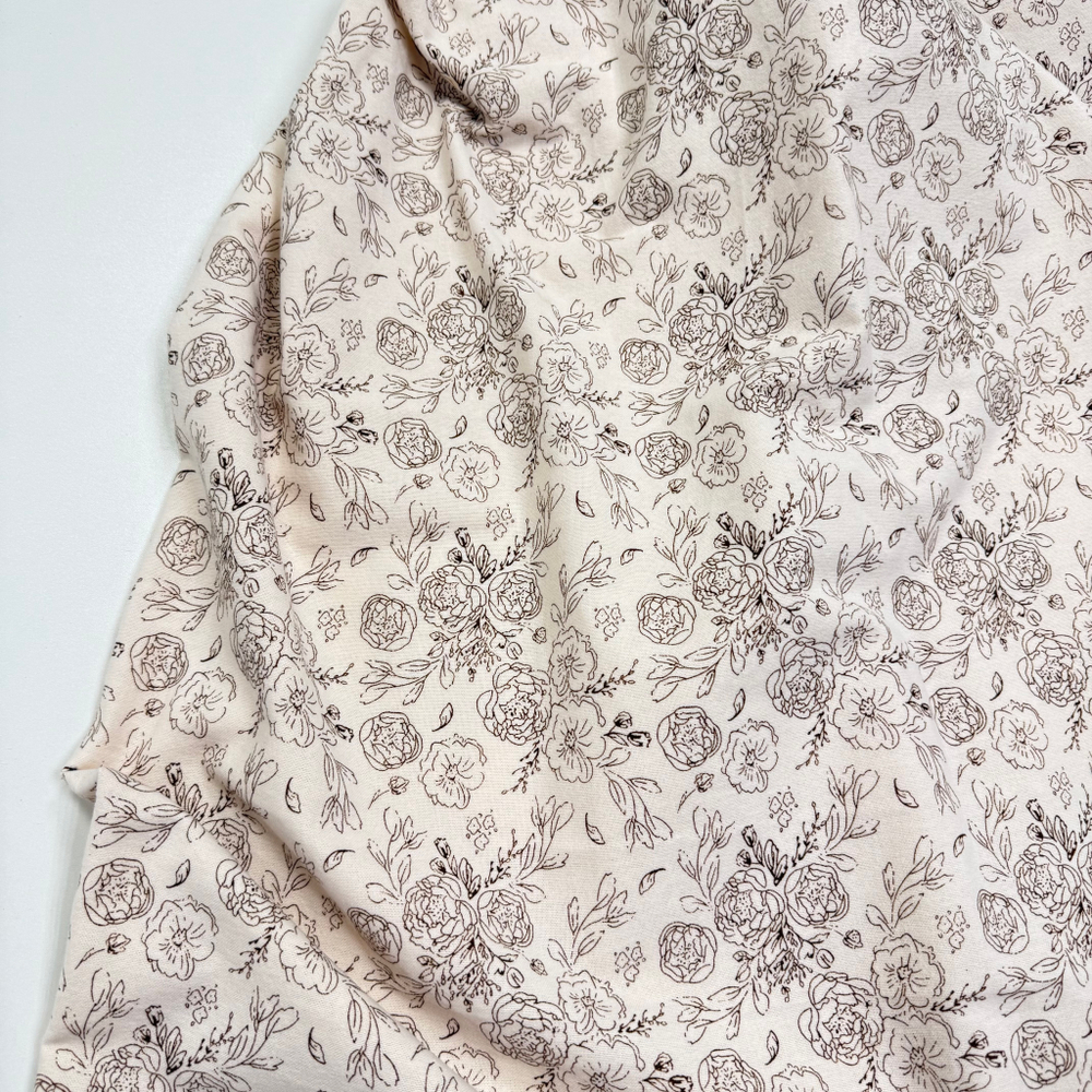 Фланель Кружевные пионы (светло-бежевый)