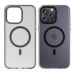 Мягкий чехол черного цвета с поддержкой зарядки MagSafe для iPhone 15 Pro Max, серия Frosted Magnetic
