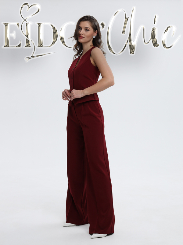 Брюки палаццо классические широкие винный