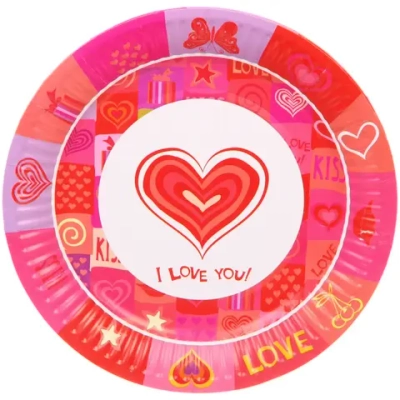 Тарелка бумажная 18 см в наборе 10 шт «Love you»