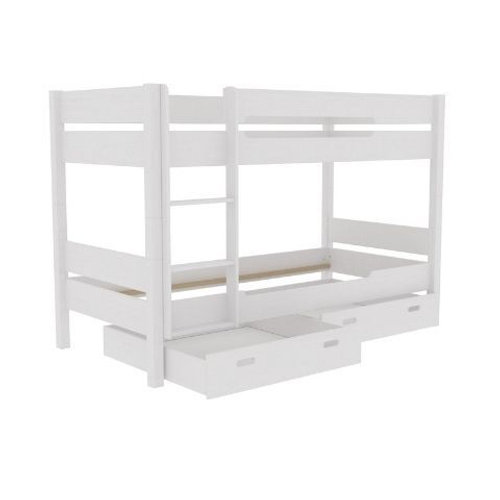 Кровать двухъярусная с выдвижными ящиками Амелия 90x200 (белый воск)