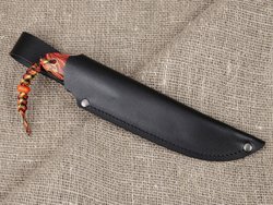 Нож для бушкрафта "Канадец XL", сталь VG-10/Elmax, рукоять микарта (красно-оранжевая)