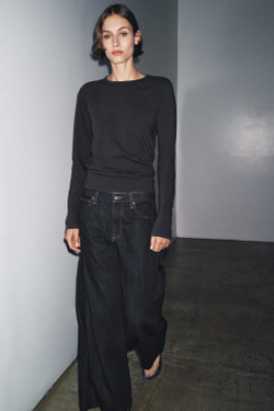 ZARA ХЛОПКОВАЯ ФУТБОЛКА РЕГЛАН, АНТРАЦИТОВО-СЕРЫЙ