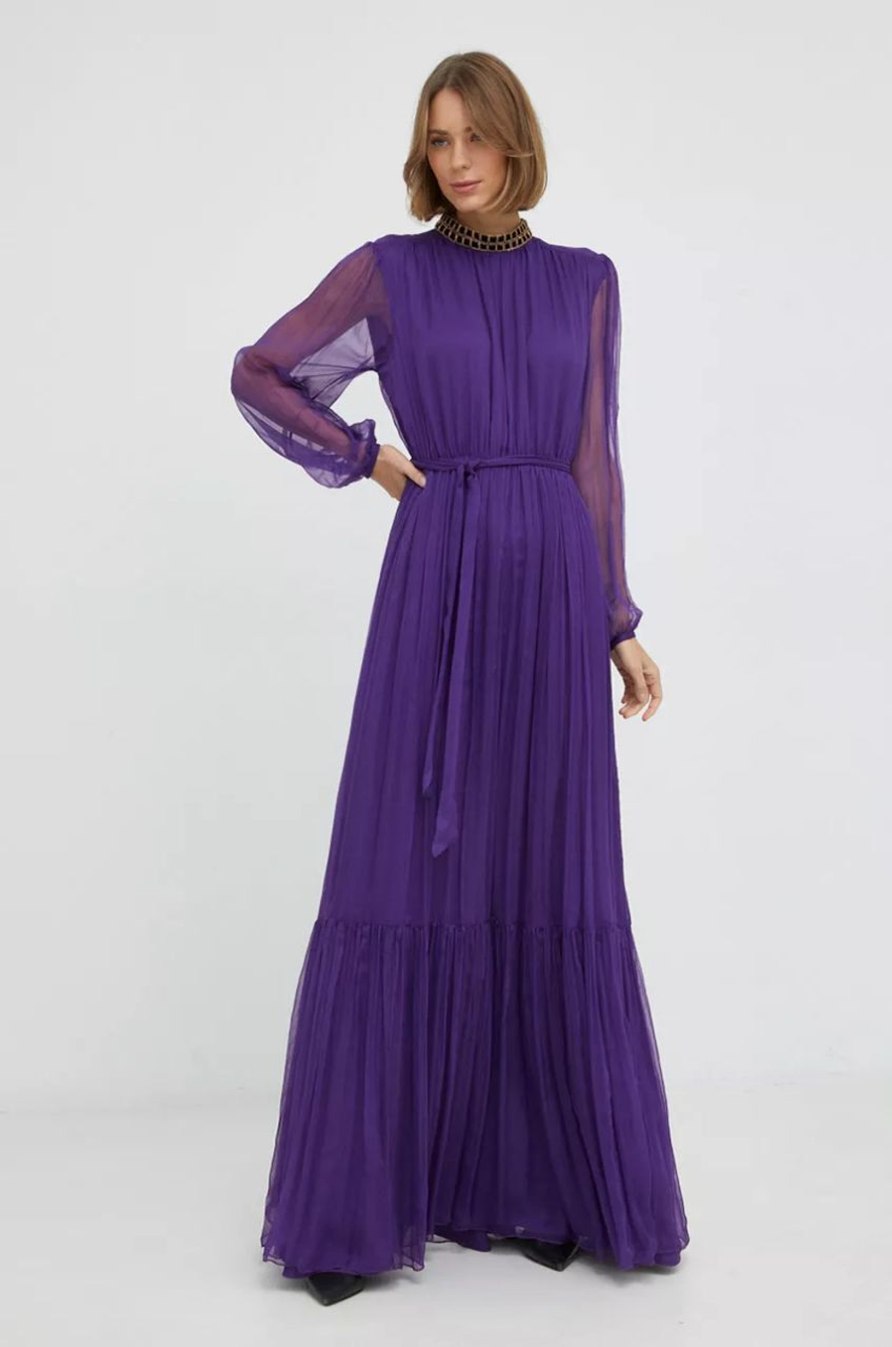 Платье шелк длинное пурпур