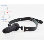 Кляп страпон Sitabella фаллос ремешок черный кожа 9,7 см