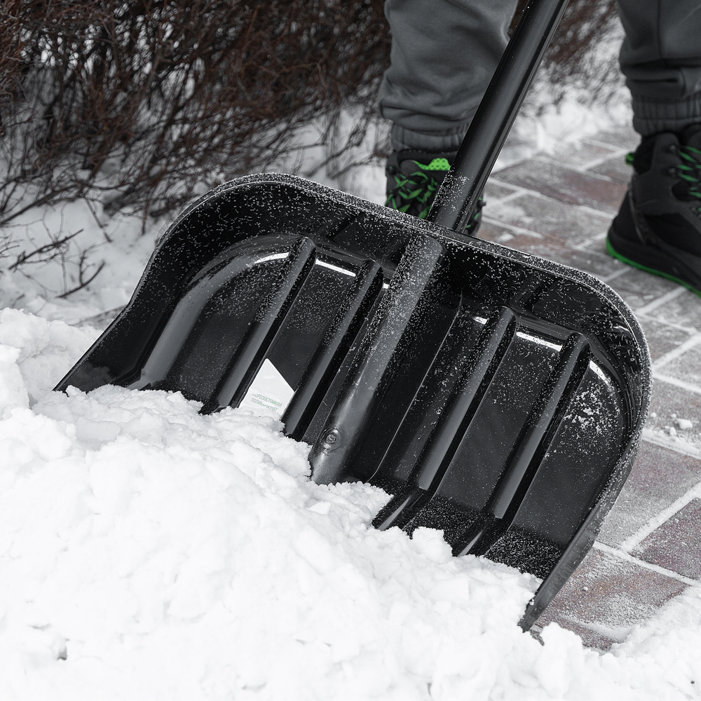 Лопата для уборки снега, поликарбонат, 460х400х1370 мм, стальной черенок, BASE Palisad