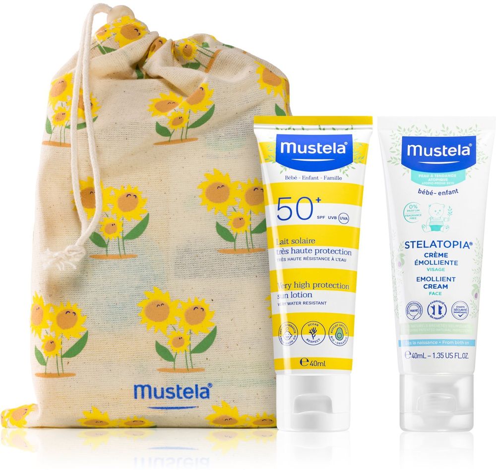 Mustela softening face cream for children from birth 40 мл + sunscreen for kids SPF 50 + 40 мл Sun Atopic