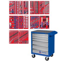 МАСТАК (52-06270B) Набор инструментов "ЛИДЕР" в синей тележке, 270 предметов