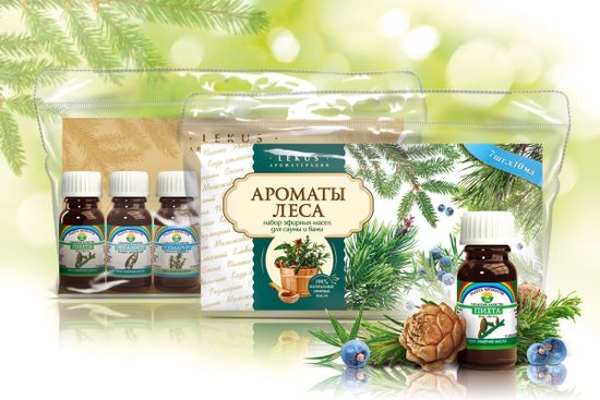 Набор эфирных масел АРОМАТЫ ЛЕСА 7 флаконов по 10 мл.