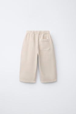 ZARA БРЮКИ BAGGY ИЗ САРЖИ, СВЕТЛО-БЕЖЕВЫЙ