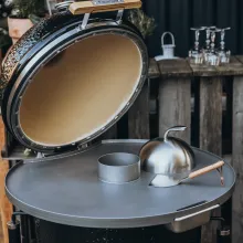 Керамический угольный гриль Monolith Two.55, 43 см, с ножками и столиками, чёрный