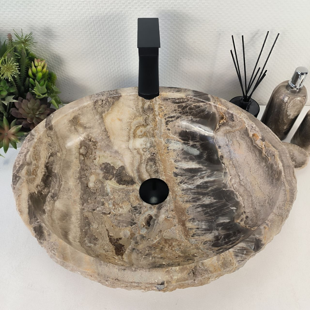 Каменная раковина из оникса Erozy Grey EO-04736 (53*44*15) 0156 из натурального камня