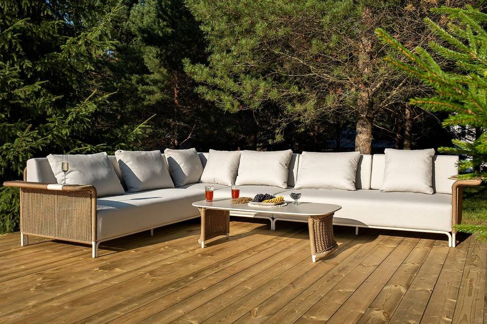 "Мальдивы" трансформирующаяся лаунж-зона из искусственного ротанга, цвет соломенный