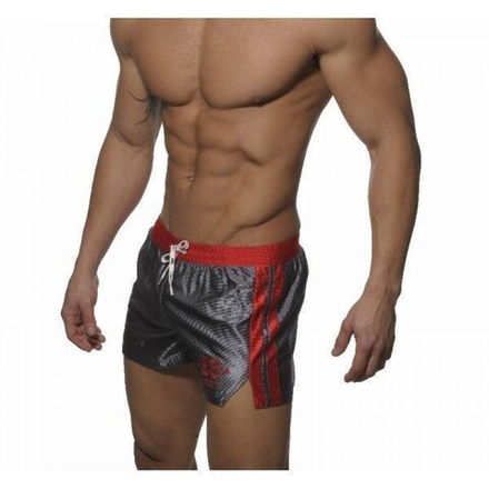 Мужские спортивные шорты cерые с красным поясом ES Collection SHORTS GREY -RED