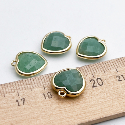 Подвеска Сердце, авантюрин полупрозрачный, цвет золото, размер около 14*13 мм, цена за 1 шт