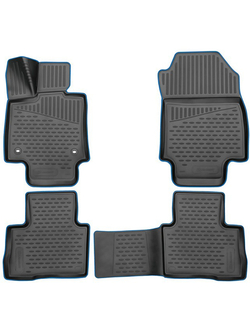 Коврики в салон для TOYOTA RAV4, 2019- кроссовер, 4шт. (синий кант, полиуретан) KANT.ELEM3D02259210K.BL