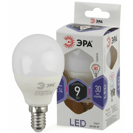 Лампочка светодиодная ЭРА 9 ВТ Е14