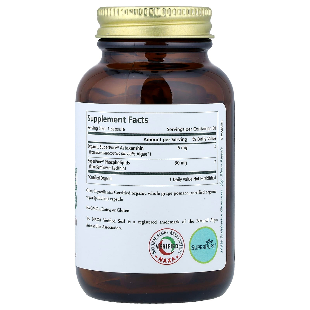 Pure Synergy, SuperPure, астаксантин, органический экстракт, 60 капсул