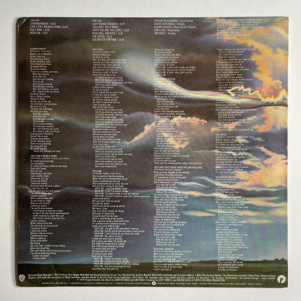 Винтажная виниловая пластинка LP Deep Purple Stormbringer (USA 1974) Soldier Of Fortune