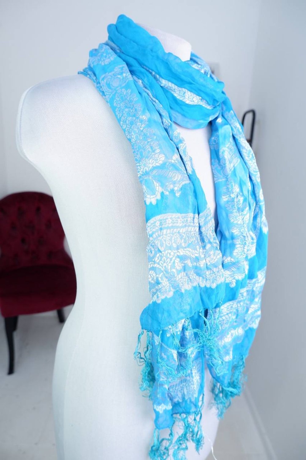 Палантин цвета морской волны